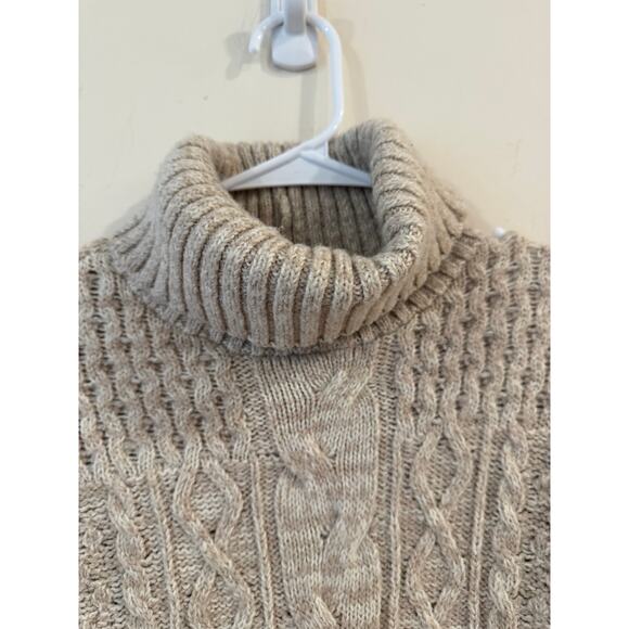 NWT American Eagle Outfitters Cable Knit Turtleneck Dress Beige Women's Size S - Picture 5 of 12